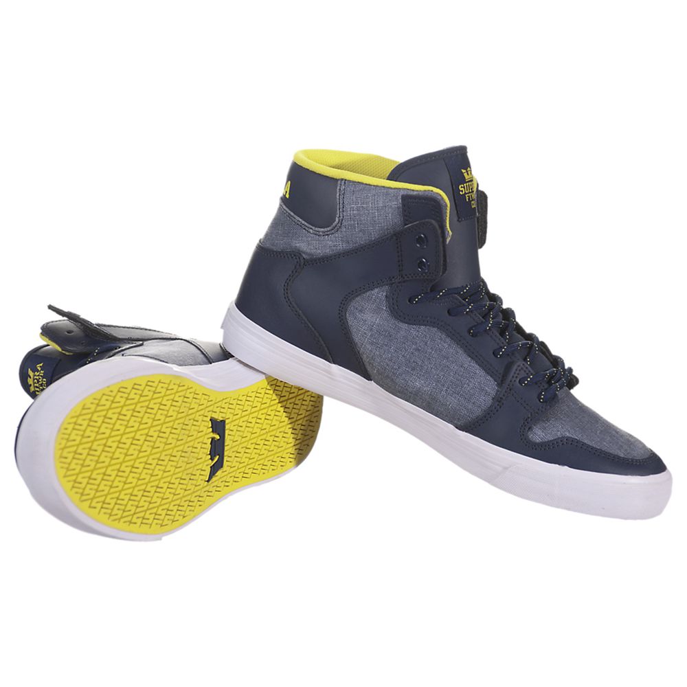 Baskets Montantes Supra Vaider Bleu Marine Navy/Yellow-White Homme | EUJ-38807052